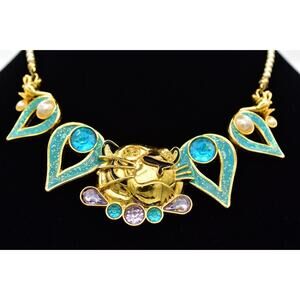 Disney Store London Necklace Princess Jasmine Aladdin Raja Crystal Gold BinBJ